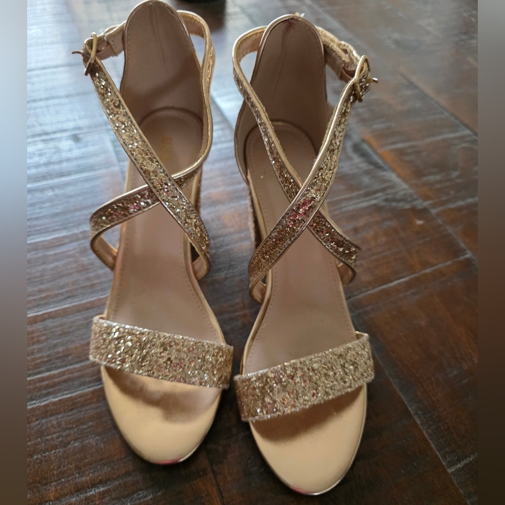 Elegant Rose Gold Glitter Women's Heels